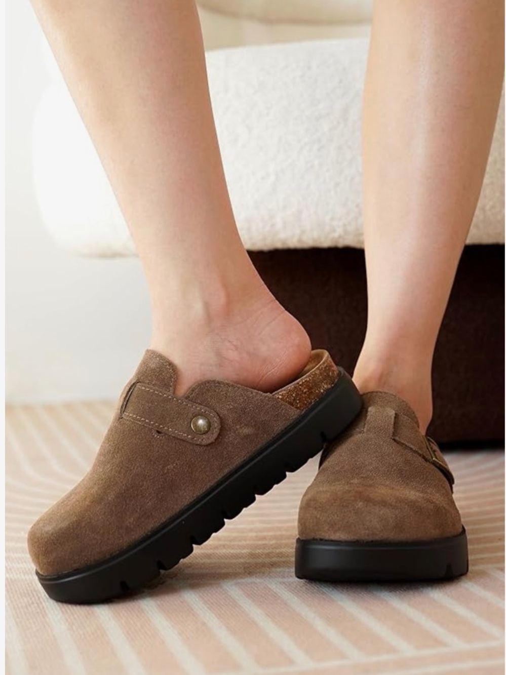 Project Cloud Benton Chunky Platform Clogs | Women’s 8.5 | Cacao Suede | Genuine